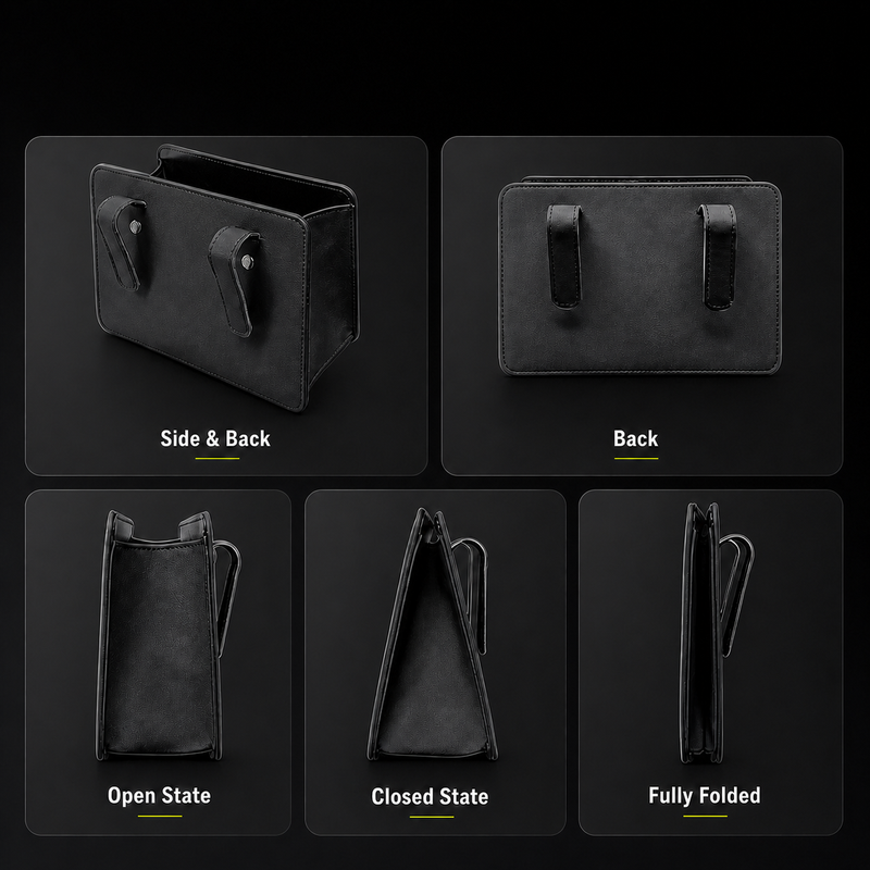Leather Hanging Car Organiser & Trash Can