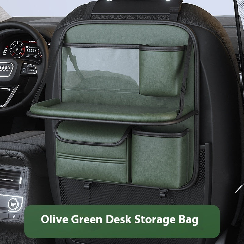 Leather Seatback Storage Bag with Folding Table