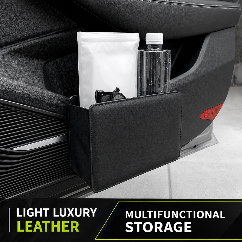 Leather Hanging Car Organiser & Trash Can