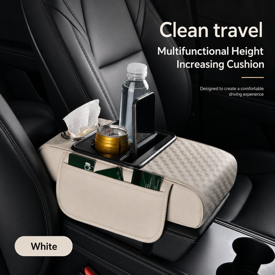 Leather Armrest Box Pad with Storage & Tissue Holder