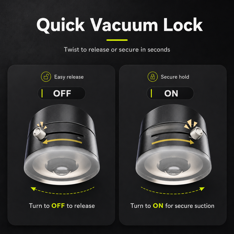 Magnetic Phone Holder with Vacuum Suction — Foldable, 360° Adjustable