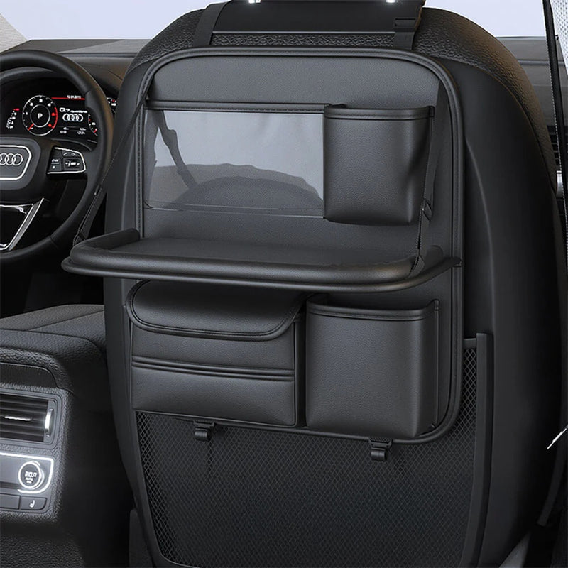 Leather Seatback Storage Bag with Folding Table