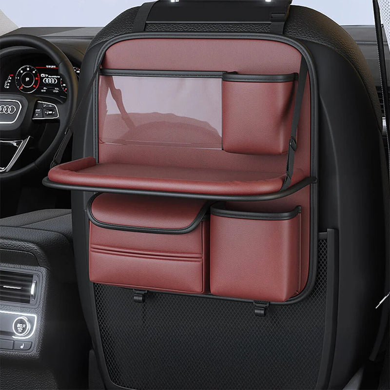 Leather Seatback Storage Bag with Folding Table