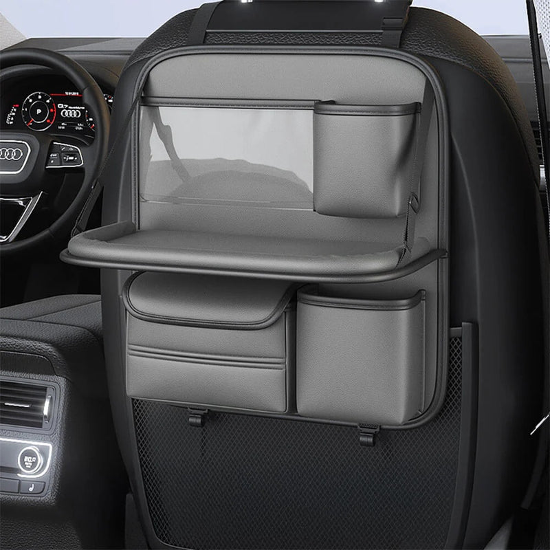 Leather Seatback Storage Bag with Folding Table