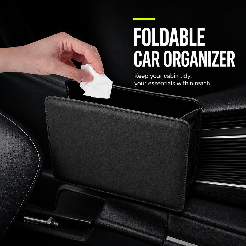 Leather Hanging Car Organiser & Trash Can