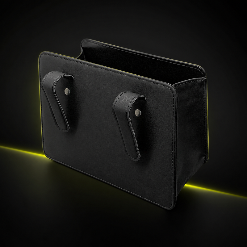 Leather Hanging Car Organiser & Trash Can