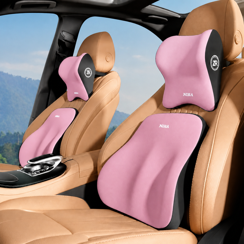 Memory Foam Car Headrest & Lumbar Support Cushion Set