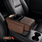 Leather Armrest Box Pad with Storage & Tissue Holder