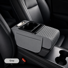 Leather Armrest Box Pad with Storage & Tissue Holder