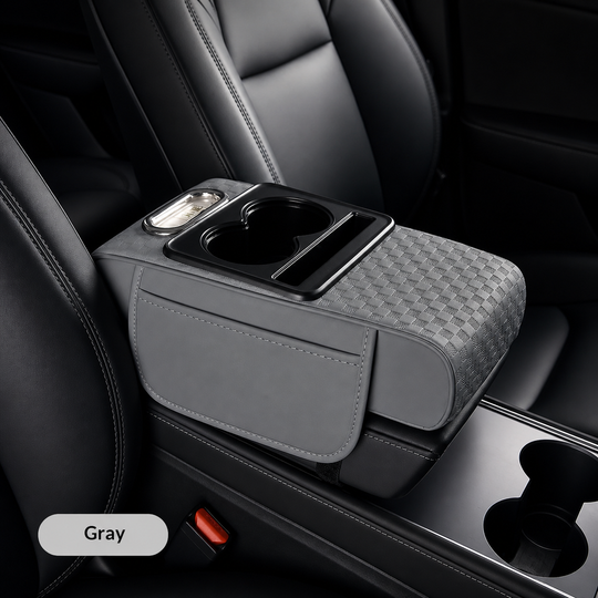 Leather Armrest Box Pad with Storage & Tissue Holder