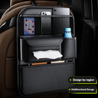 Nappa Leather Seatback Organiser with Folding Table & Partitioned Storage