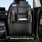 Nappa Leather Seatback Organiser with Folding Table & Partitioned Storage