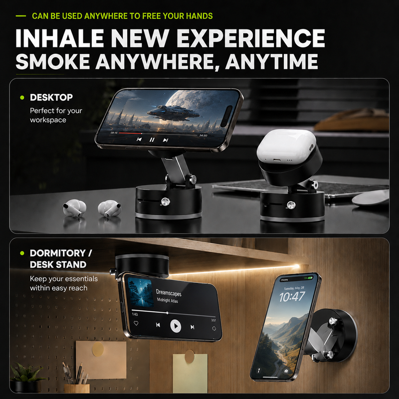 Magnetic Phone Holder with Vacuum Suction — Foldable, 360° Adjustable