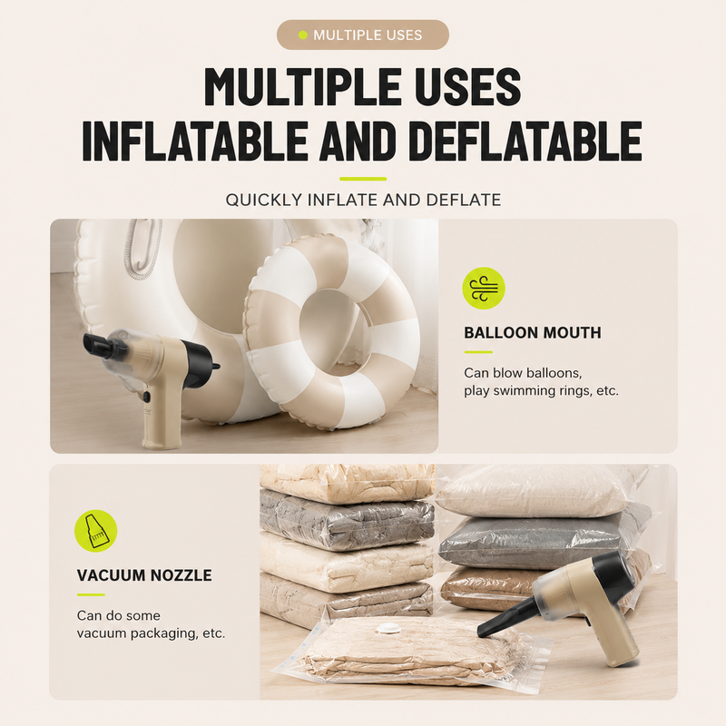 3-in-1 Cordless Car & Home Vacuum — Suction, Blow & Inflate